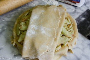 Apple Pie ~ transfer top pastry to dish